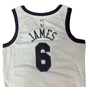 Nike Jersey Mens S White Los Angelas Lakers LeBron James City Edition Athletic *